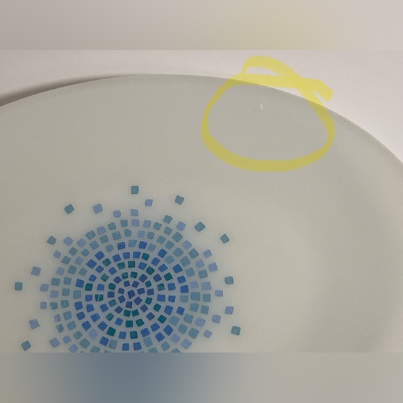 Anchor Hocking Fire King Blue Mosaic 12" Milk Glass Oval Serving Platter - Picture 5 of 7